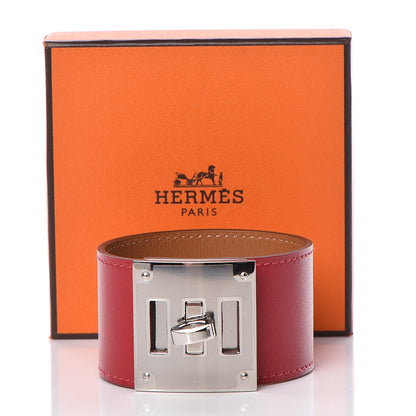 Hermes Tadelakt Kelly Dog Bracelet T3 Rouge Vif 6 of 6