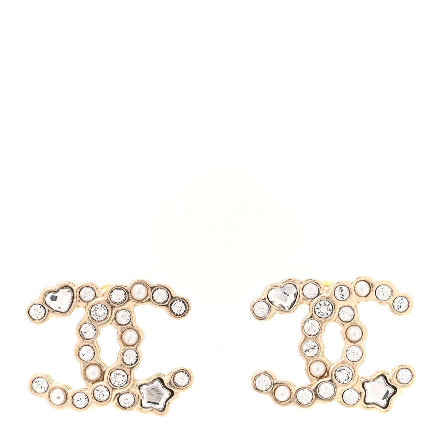 Crystal CC Star Heart Earrings Gold