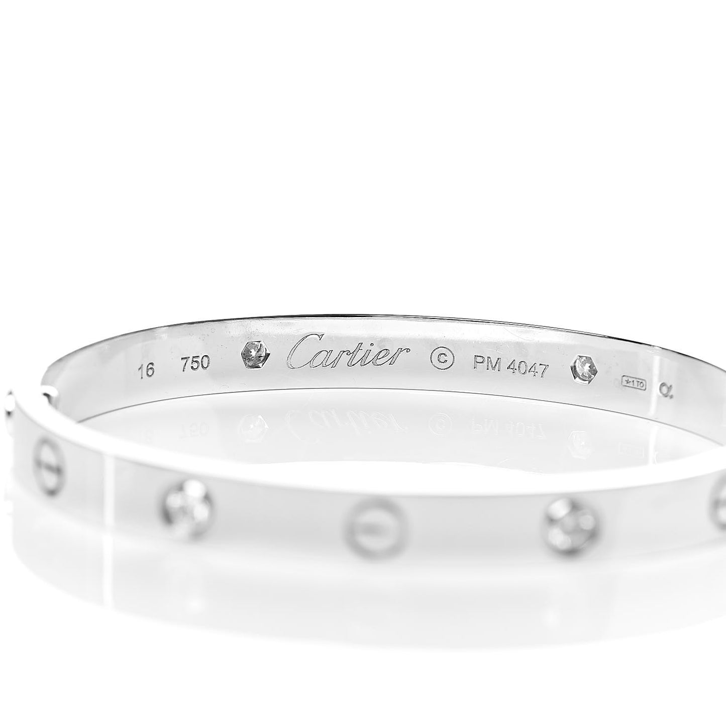 18K White Gold 4 Diamond LOVE Bracelet 16