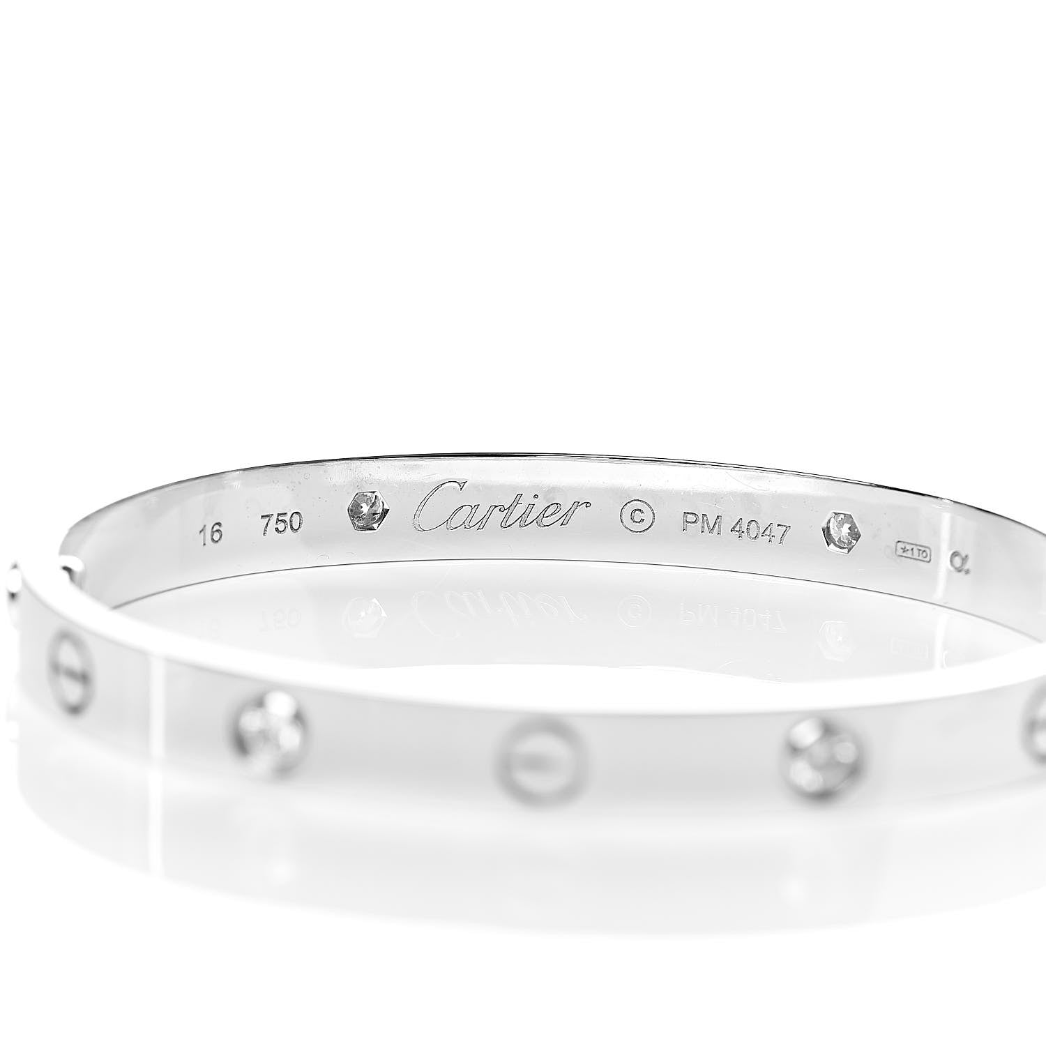 Cartier 18K White Gold 4 Diamond LOVE Bracelet 16 6 of 8