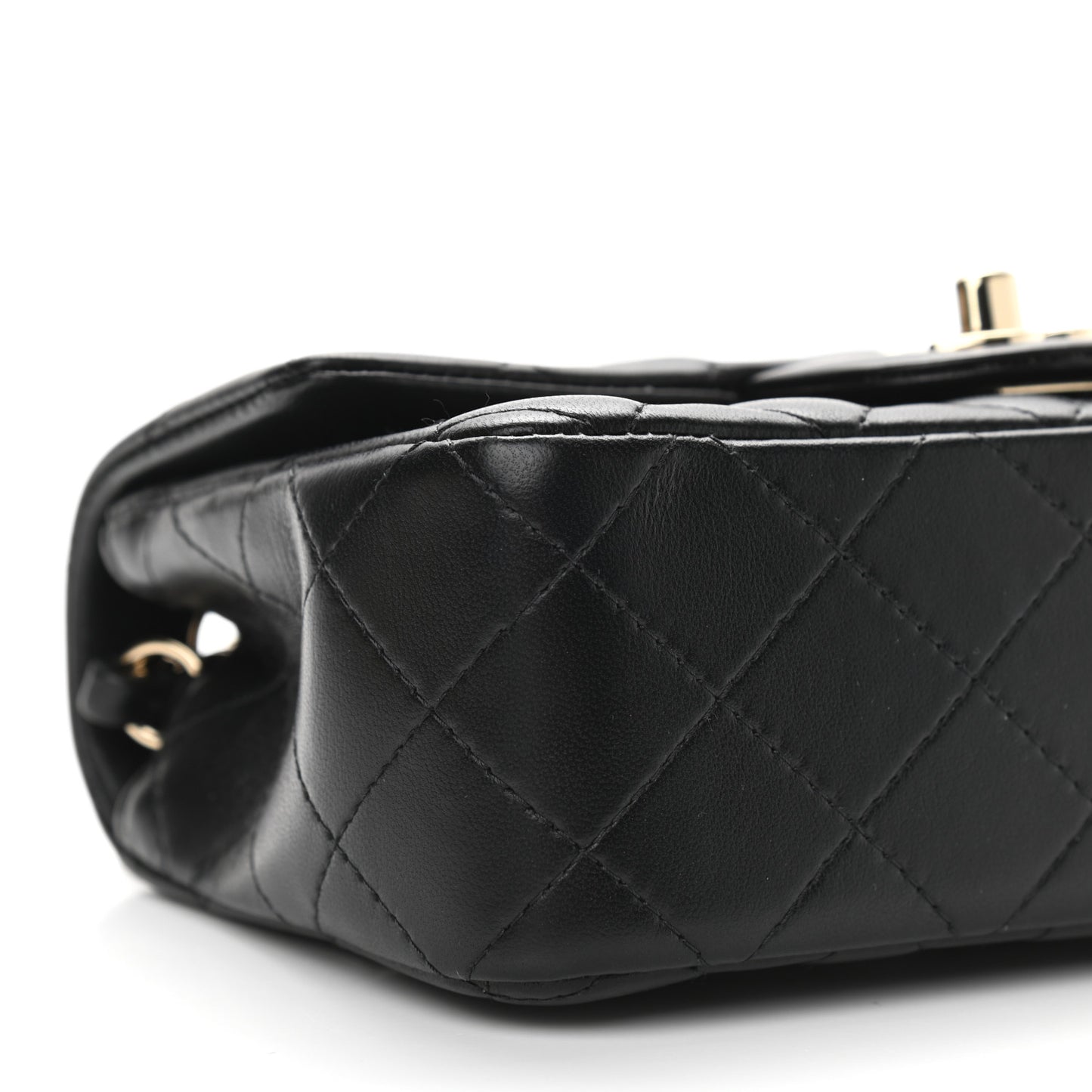 Lambskin Quilted Mini Rectangular Flap Black