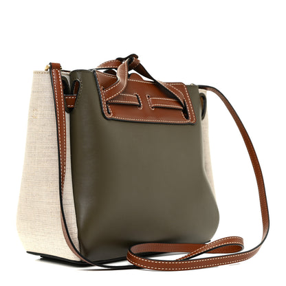 Loewe Calfskin Linen Mini Lazo Tote Khaki Green 3 of 9