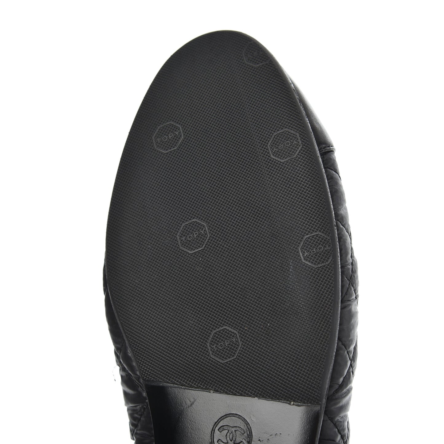 Nylon Quilted Cap Toe Ballerina Flats 41 Black