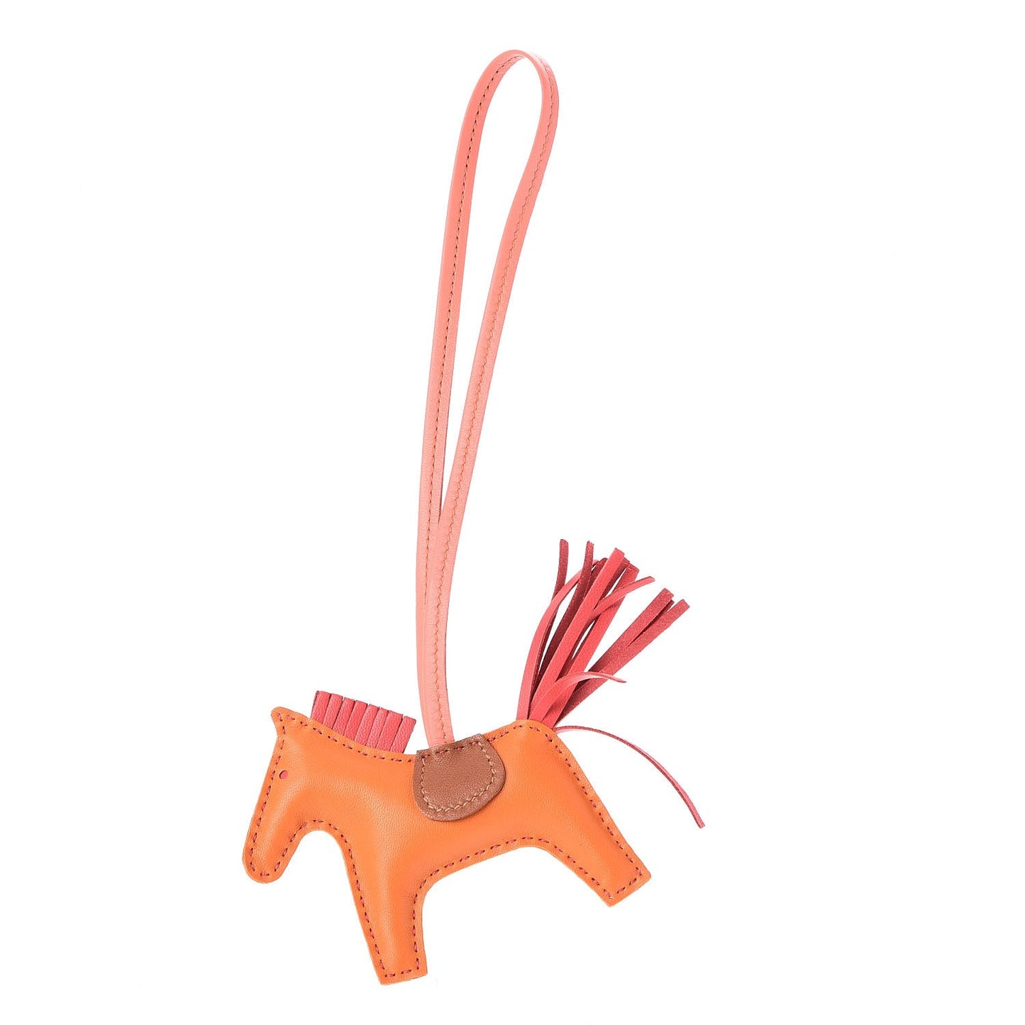Milo Lambskin Grigri Rodeo Horse Bag Charm PM Orange Bougainvillea Gold Flamingo