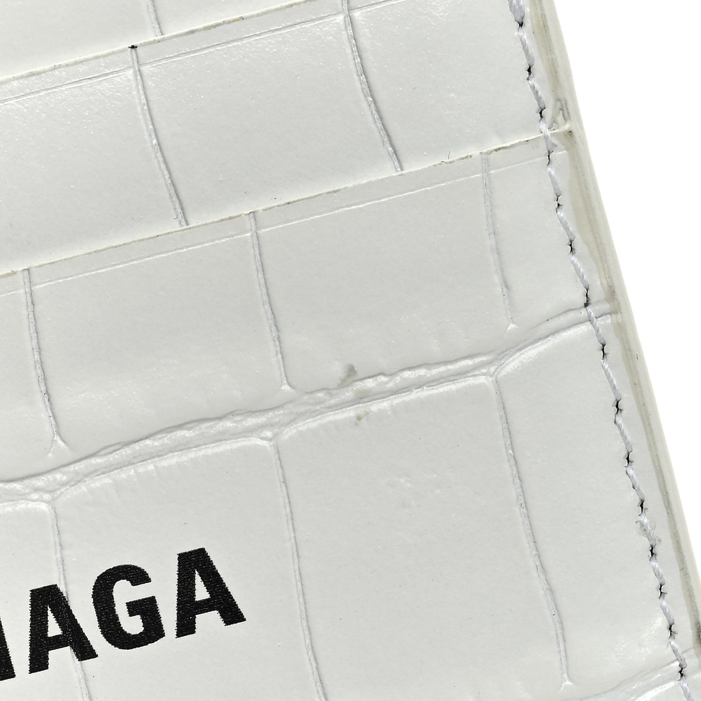 Shiny Calfskin Logo Crocodile Embossed Cash Rounded Card Holder Optic White