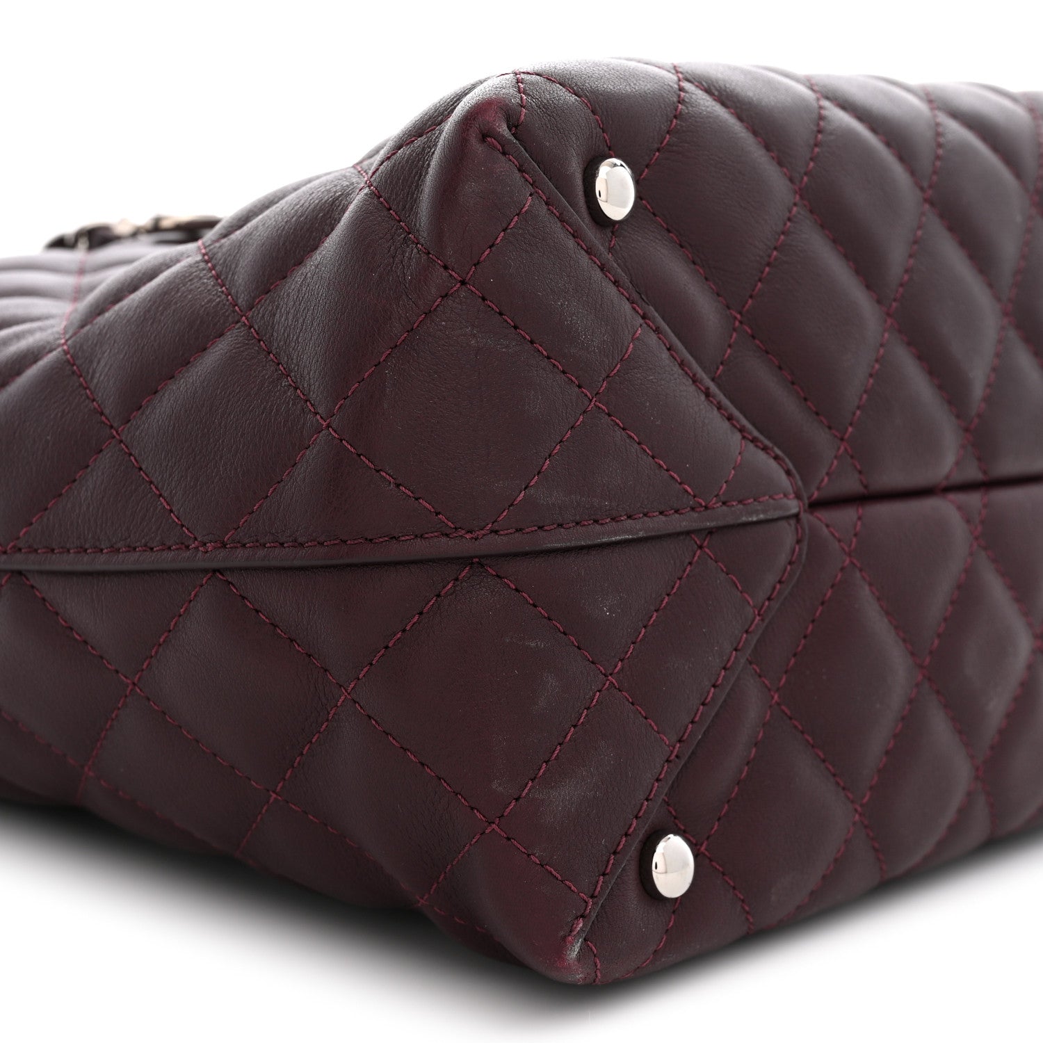 Chanel Calfskin Quilted Large Shopping Tote Burgundy 8 of 10