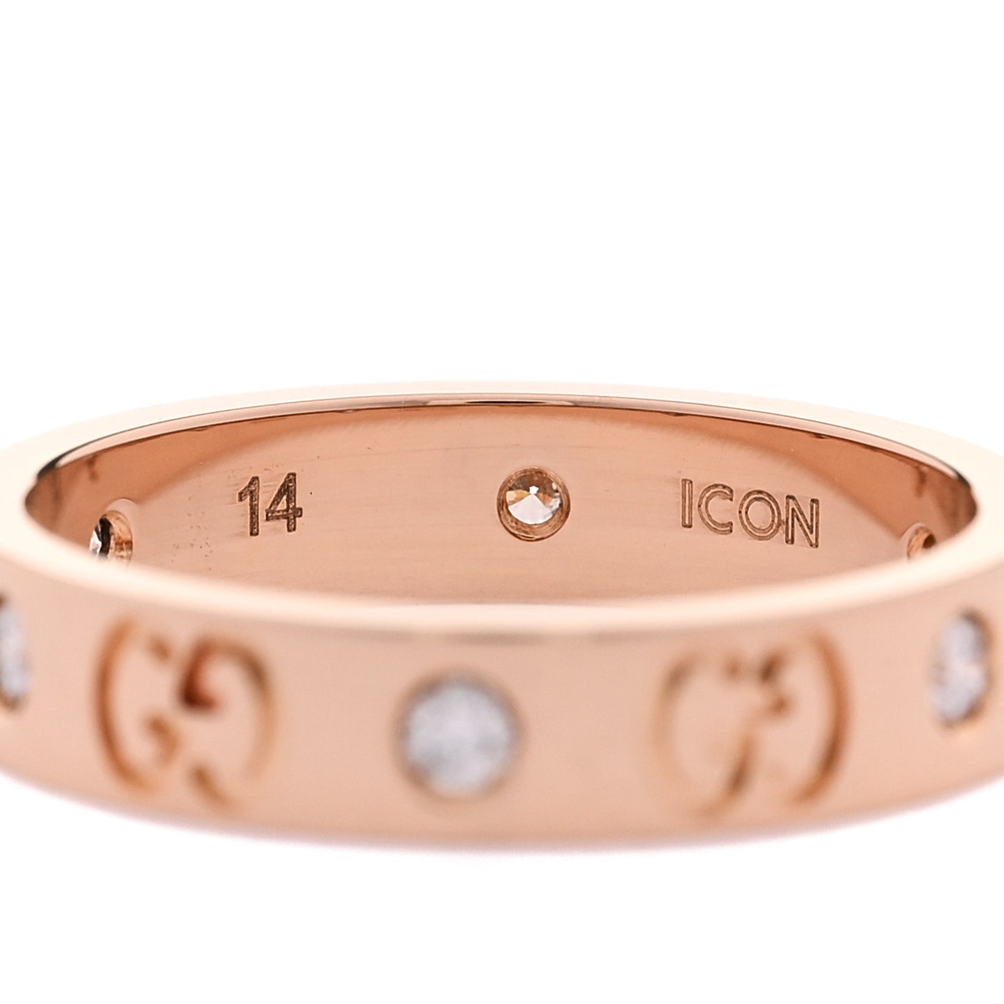 18K Rose Gold Diamond Icon Band Ring 54 6.75