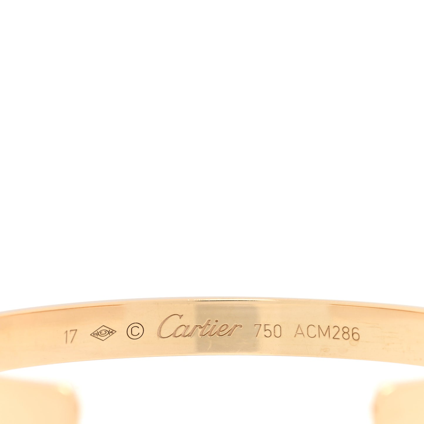 18K Yellow Gold LOVE Cuff Bracelet 17