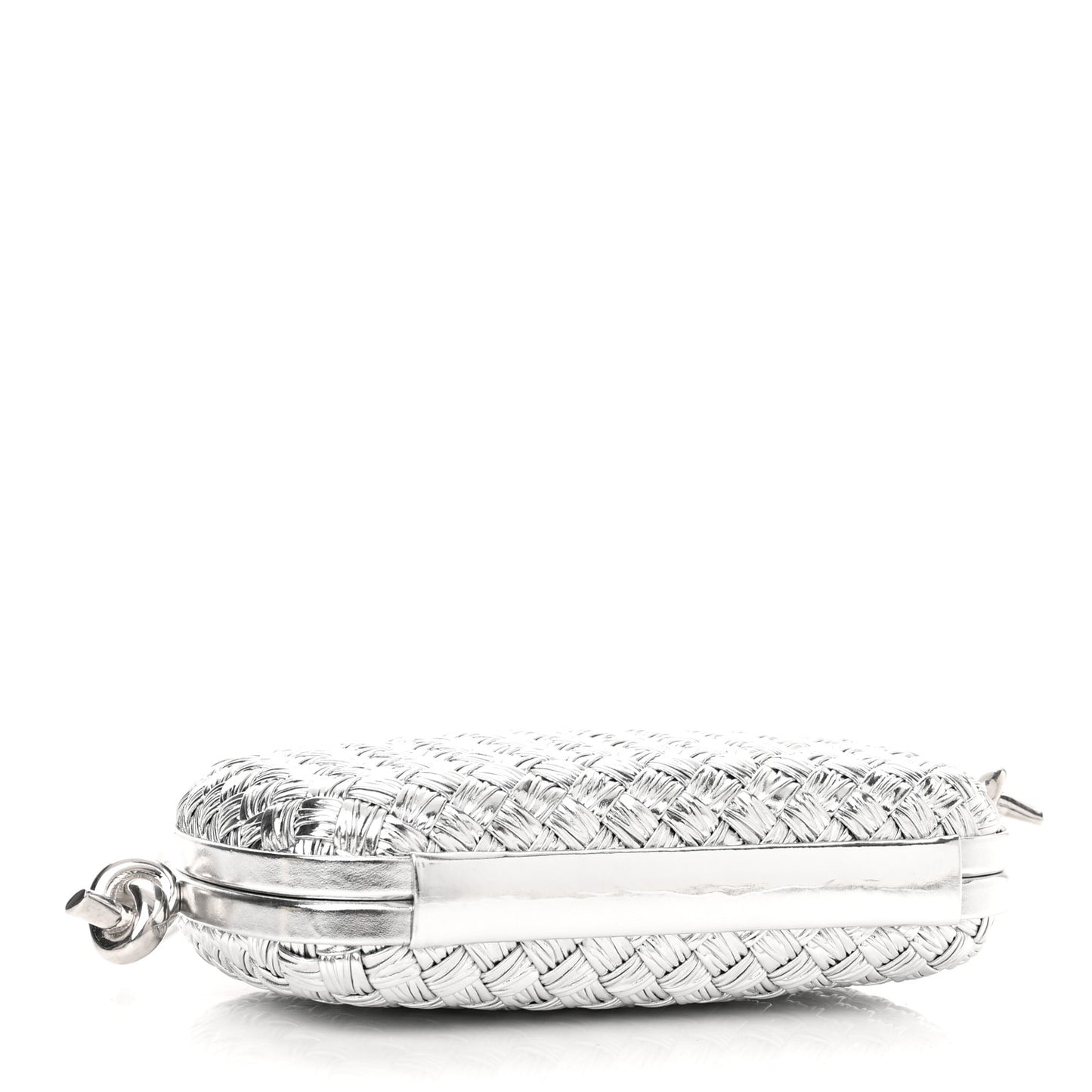 Metallic Calfskin Intrecciato Knot On Strap Silver