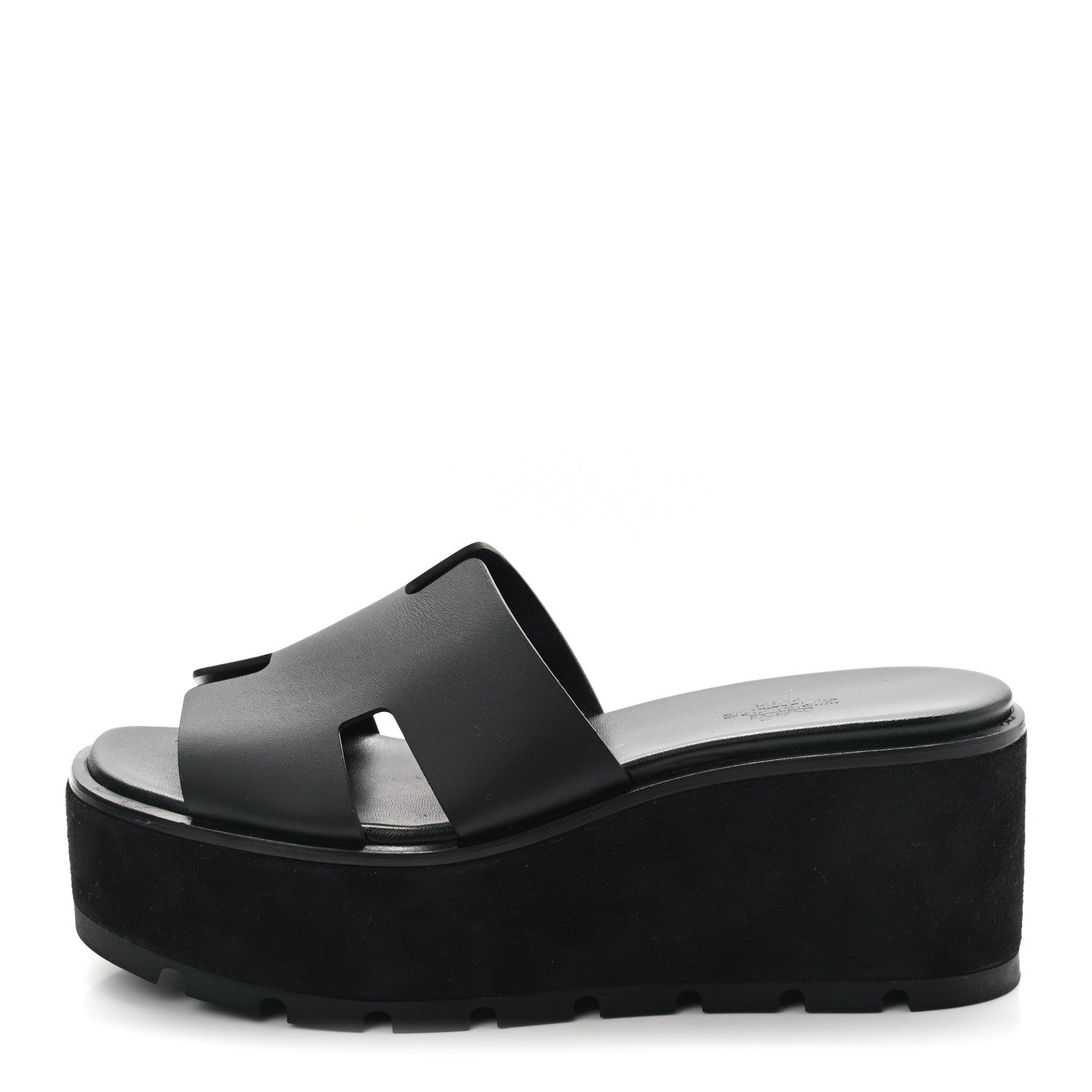 Hermes Calfskin Suede Eze 30 Sandals 37 Black 1 of 9