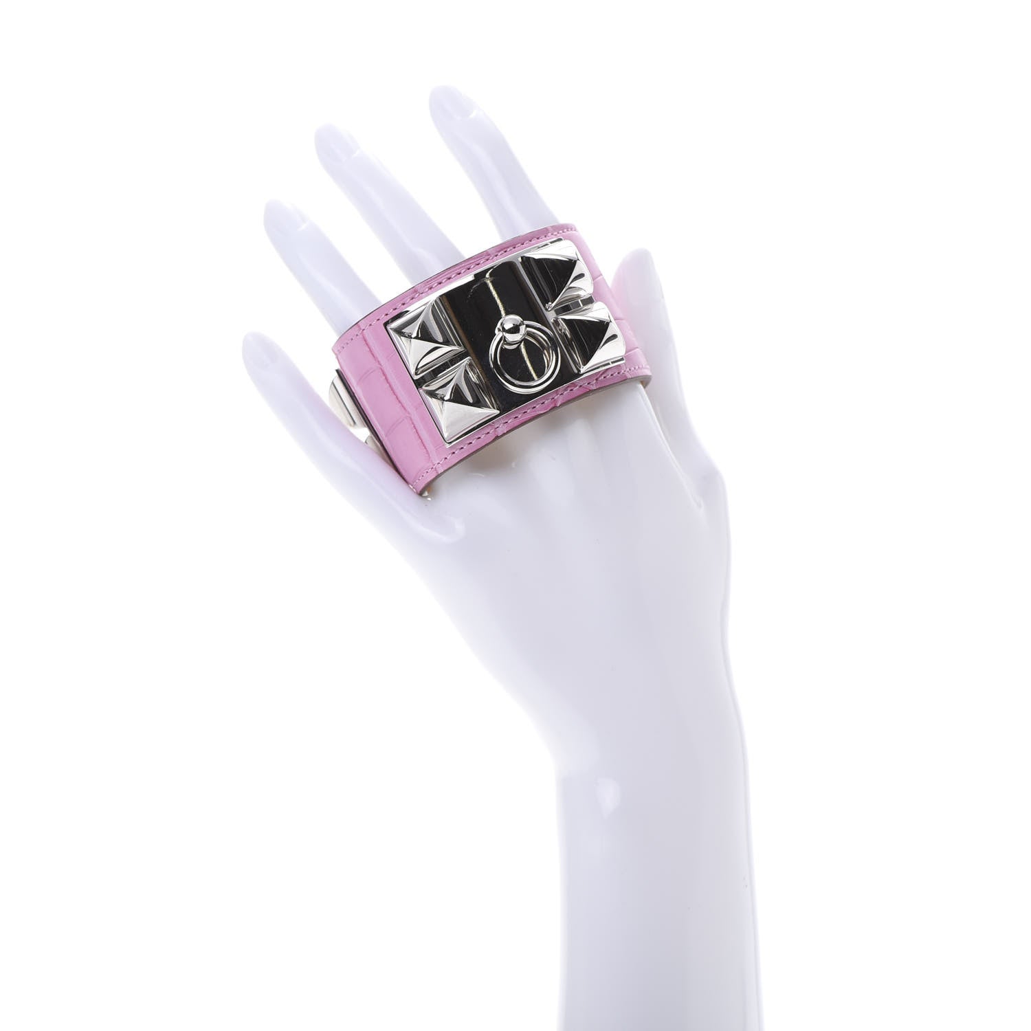 Hermes Matte Alligator Collier De Chien CDC Bracelet T2 5P Pink 2 of 6
