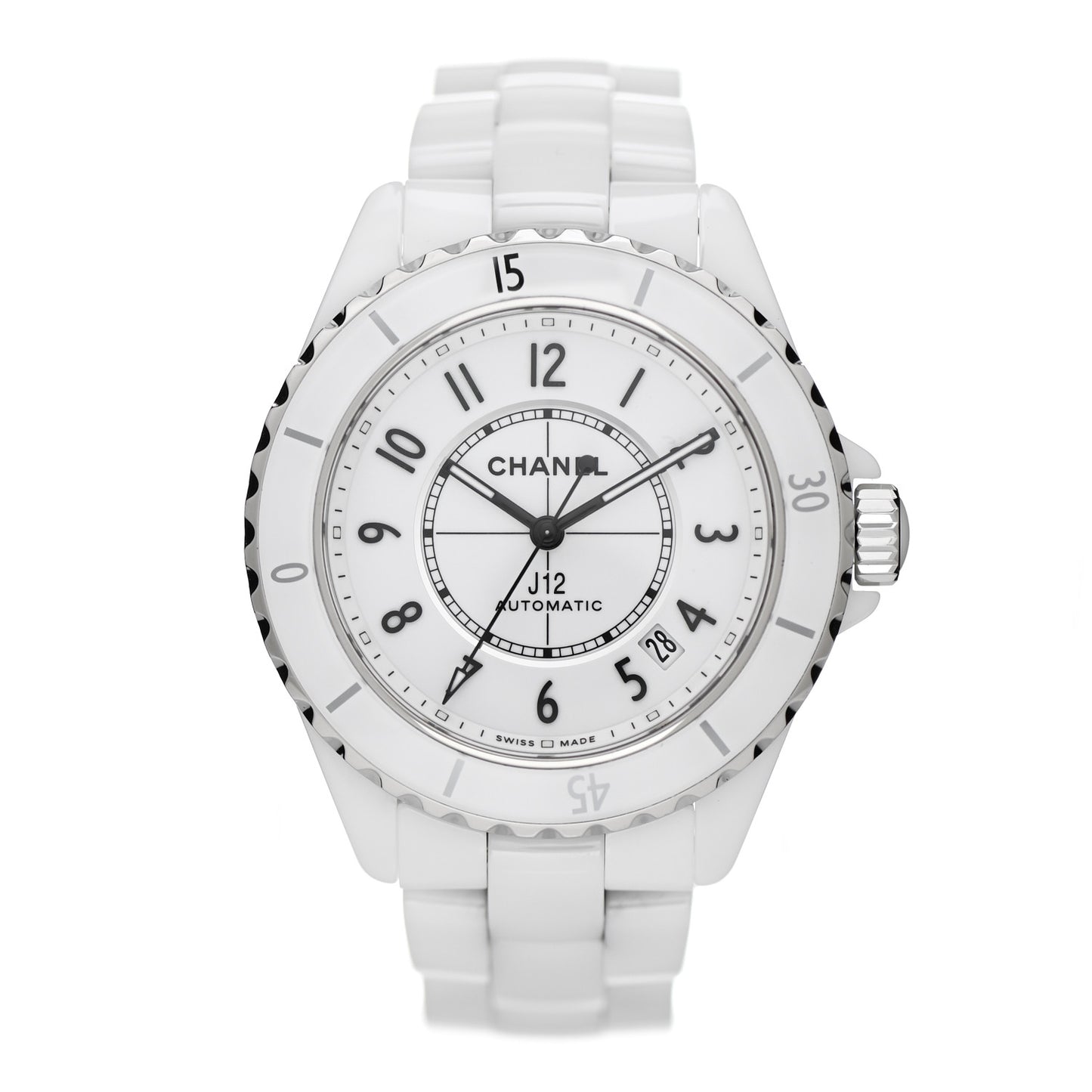 Stainless Steel Ceramic 38mm J12 Automatic Watch White