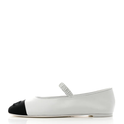 Chanel Lambskin Grosgrain Cap Toe CC Ballerina Flats With Leg Warmers 36 White 2 of 10