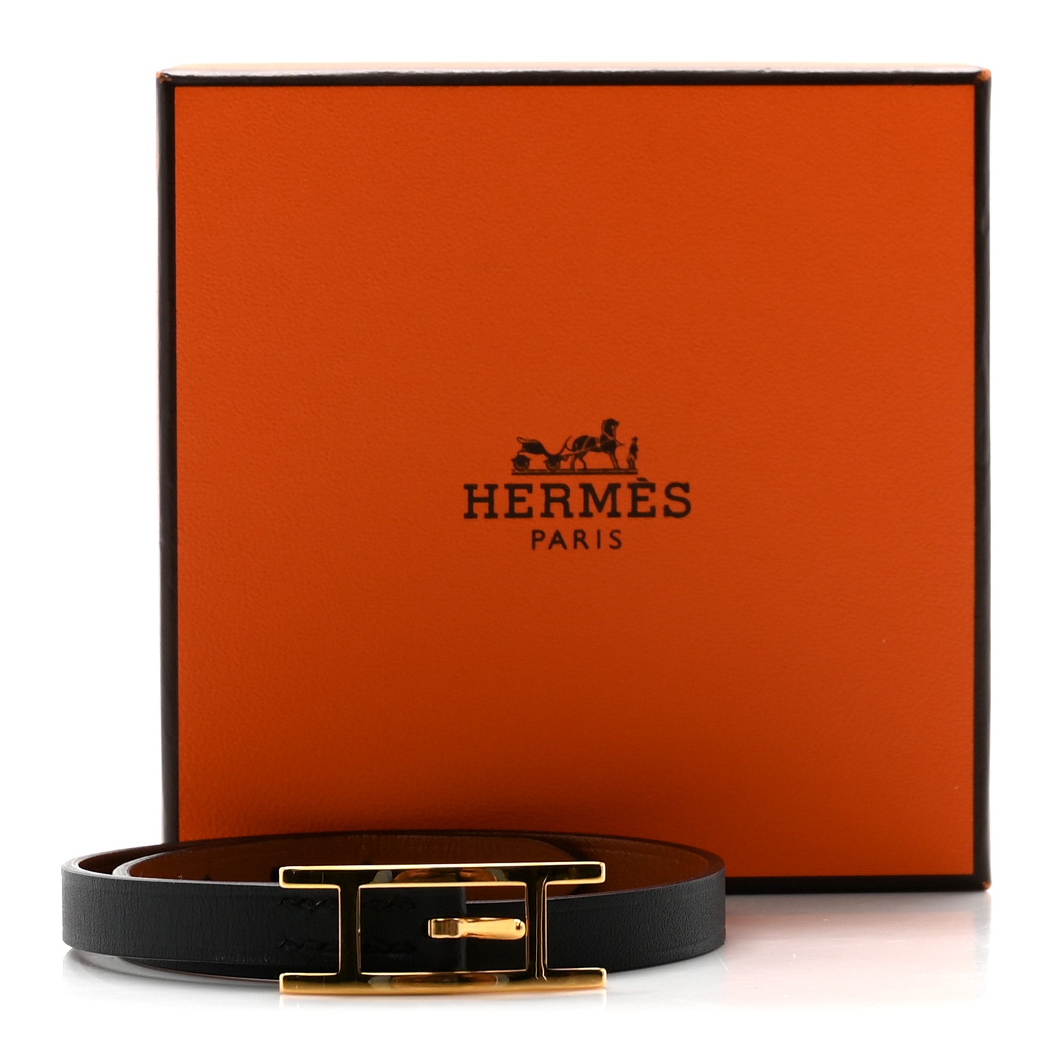Hermes Chamonix Tadelakt Behapi Double Tour Reversible Bracelet T1 Black Fauve 5 of 5