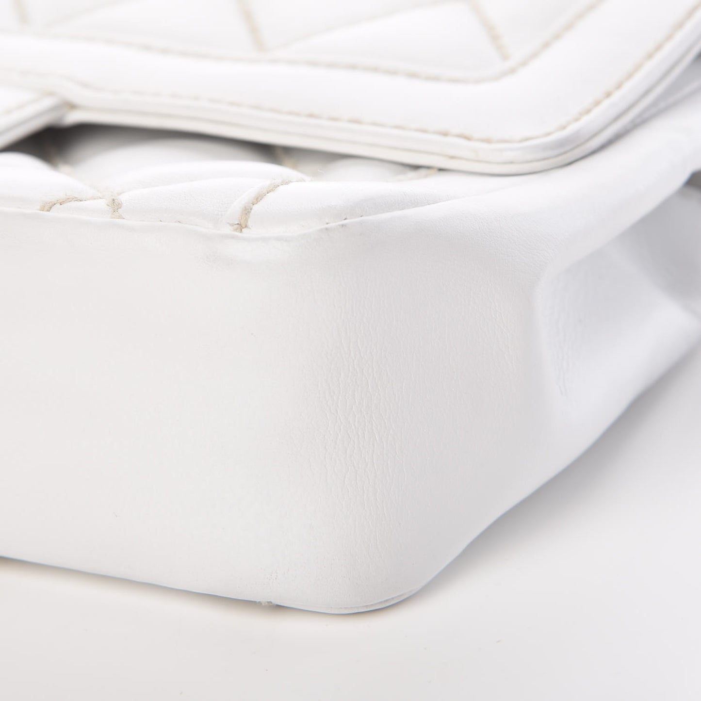 Calfskin Quilted Wild Stitch Flap White
