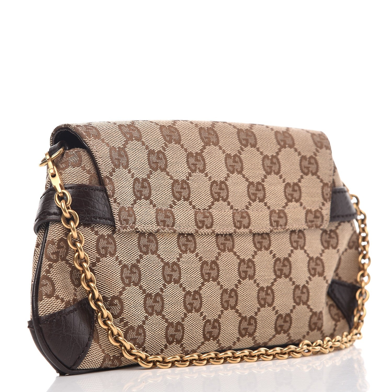 Gucci Monogram Horsebit Clutch Dark Brown 3 of 7