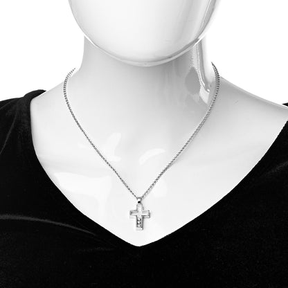 Chopard 18K White Gold 3 Happy Diamonds Cross Pendant Necklace 2 of 5