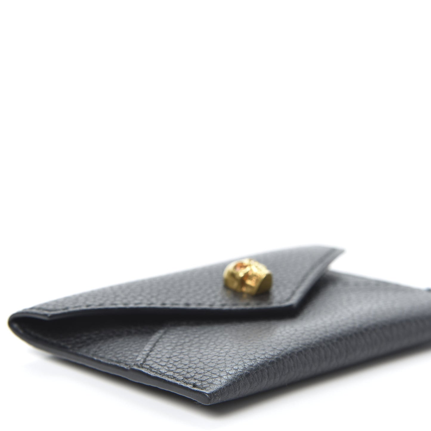 Calfskin Skull Envelope Card Holder Black