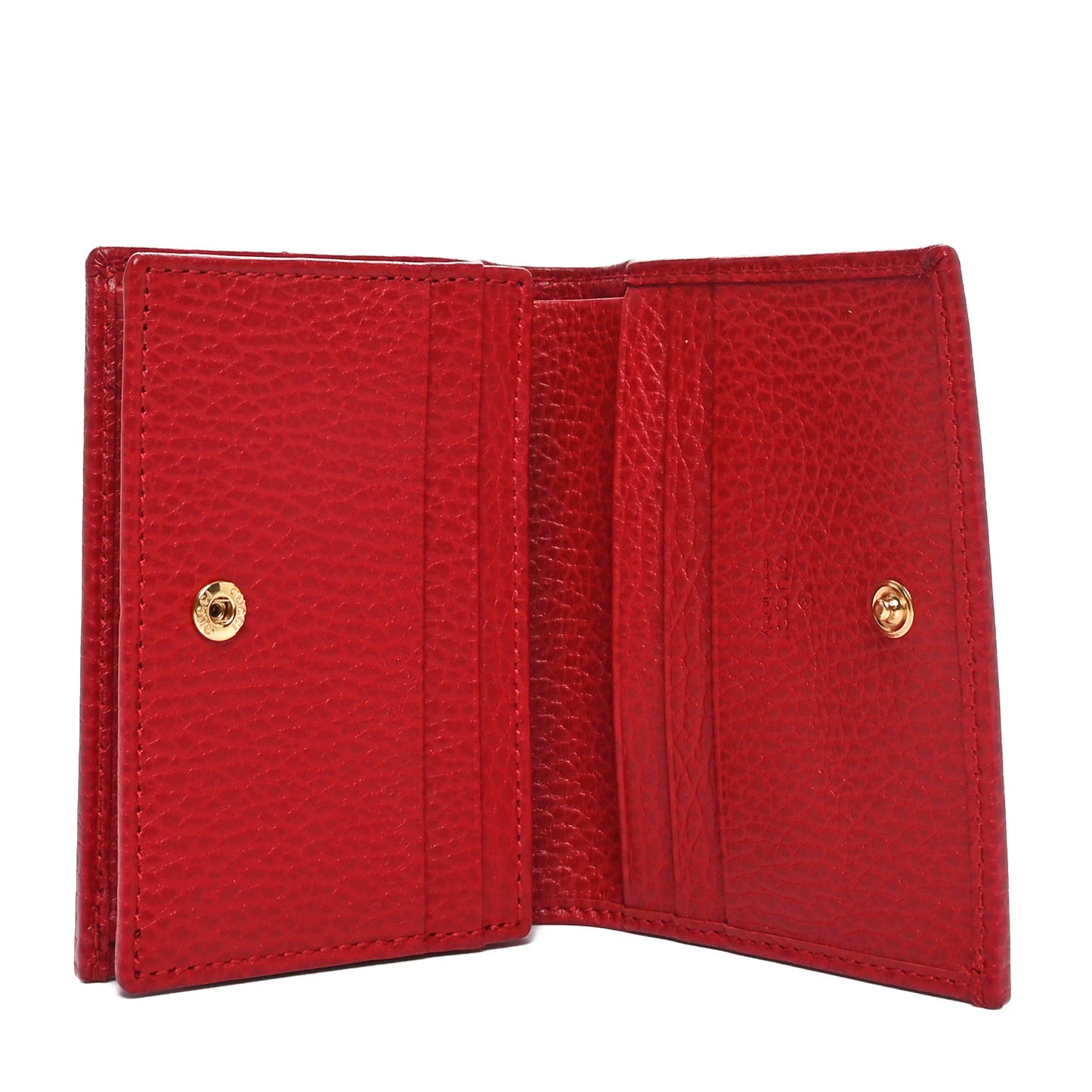 Dollar Calfskin GG Marmont Card Case Hibiscus Red