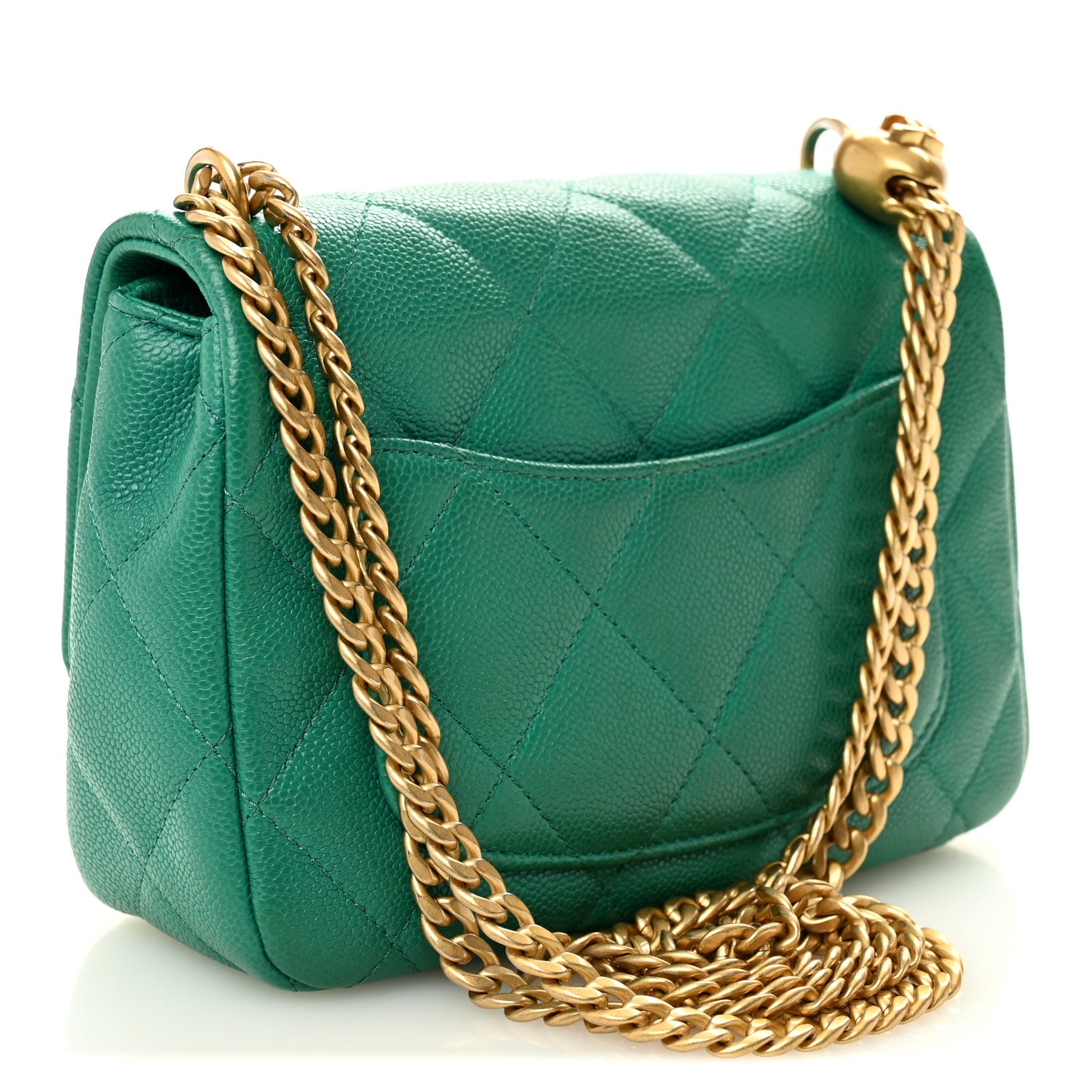 Chanel Caviar Quilted Sweetheart Flap Green 3 of 10