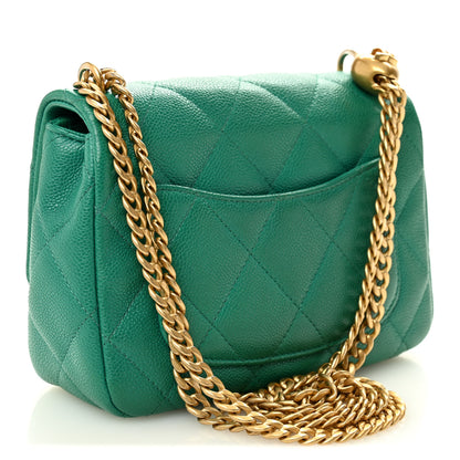 Chanel Caviar Quilted Sweetheart Flap Green 3 of 10