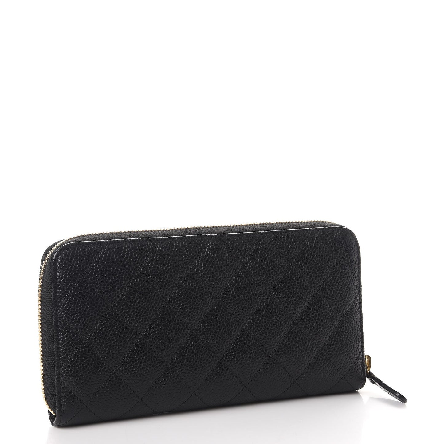 Caviar Quilted Large Gusset Zip Around Wallet Black