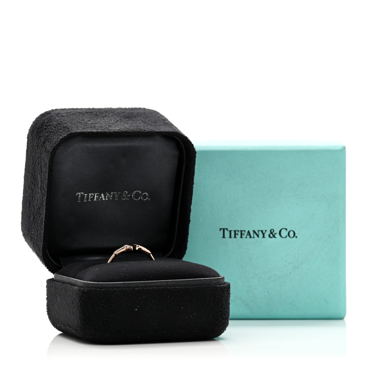 Tiffany 18K Rose Gold Diamond T Wire Ring 54 7 5 of 5