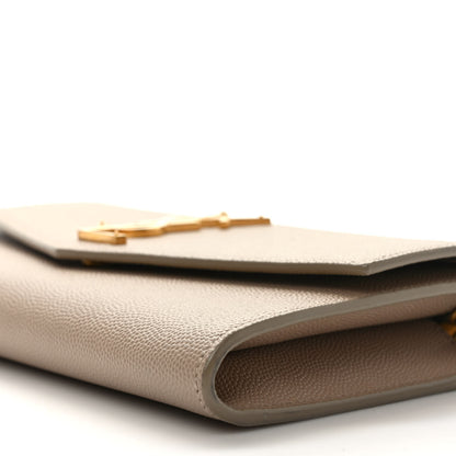 Saint Laurent Grain De Poudre Monogram Uptown Chain Wallet Dark Beige 10 of 12