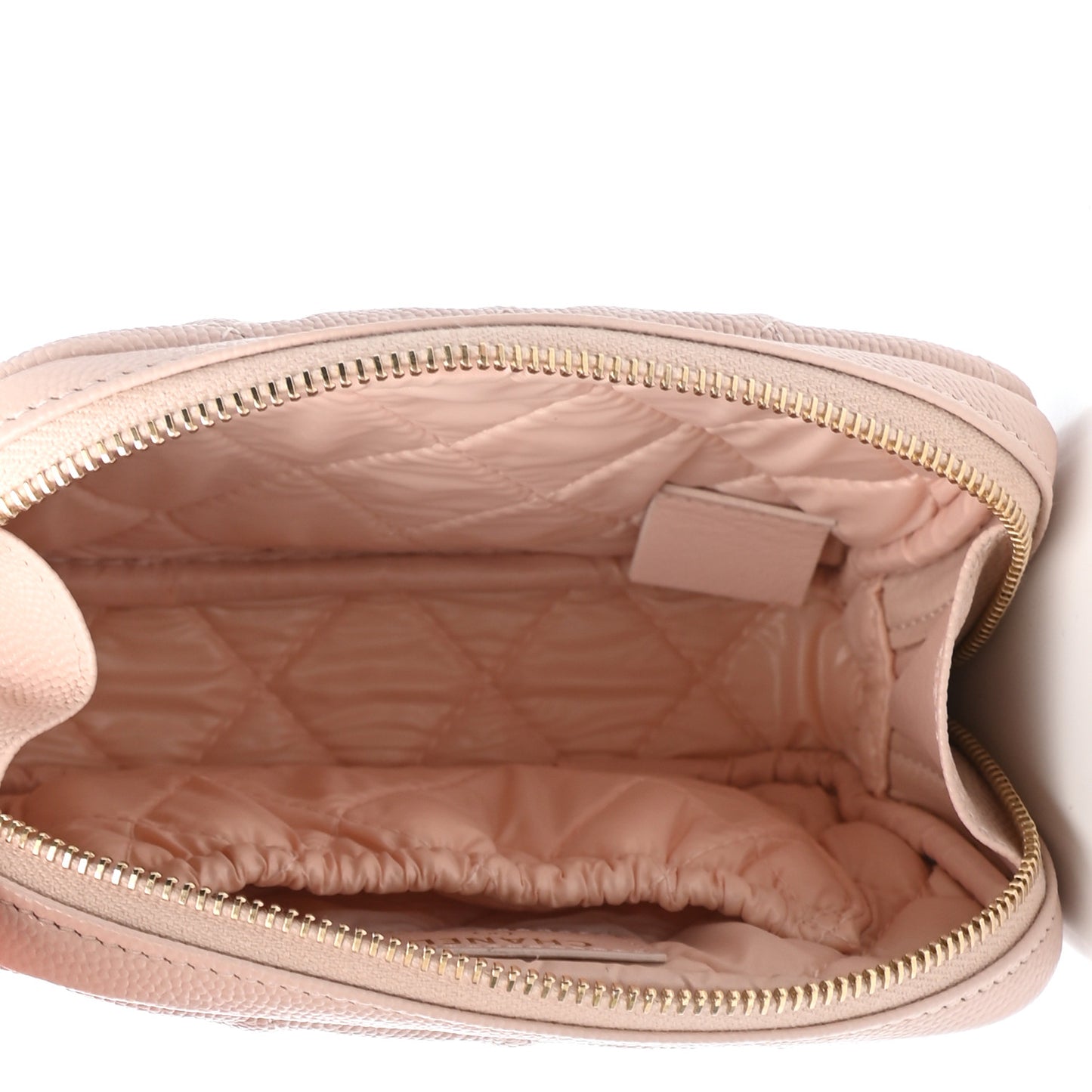 Caviar Quilted Small Curvy Pouch Cosmetic Case Light Pink