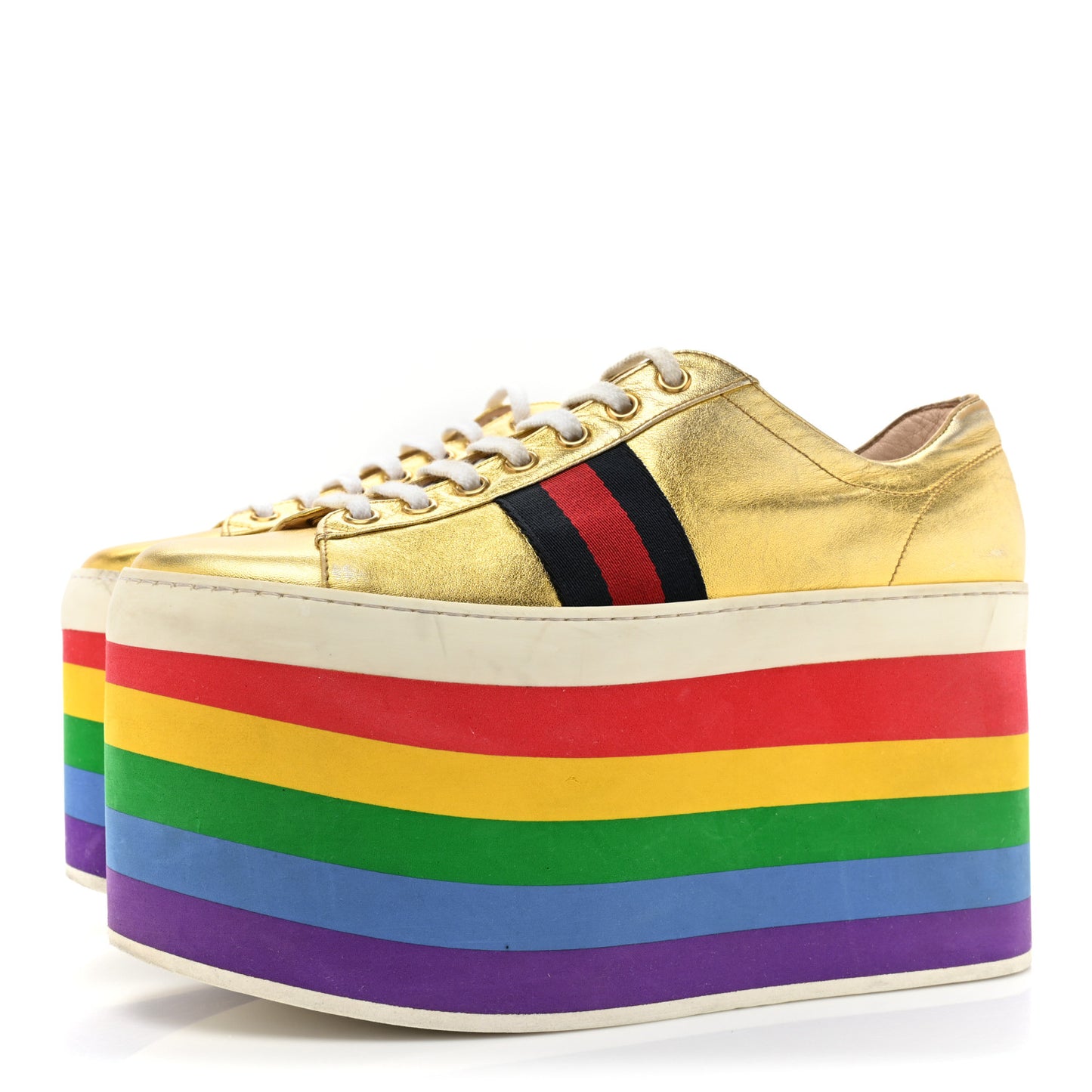 Metallic Nappa Peggy Platform Sneakers 38.5 Oro Vecchio