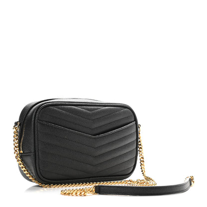 Saint Laurent Grain De Poudre Matelasse Monogram Mini Lou Camera Bag Black 3 of 9