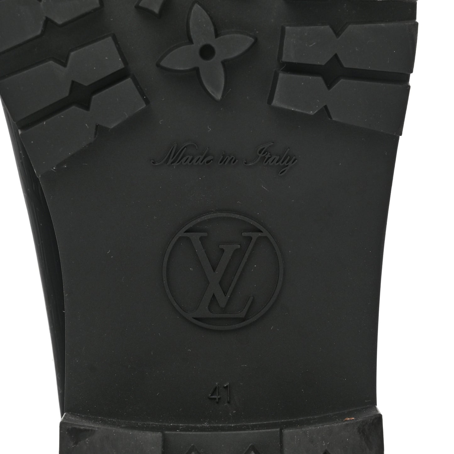 Rubber Embossed Monogram Drops Flat Half Boots 41 Black