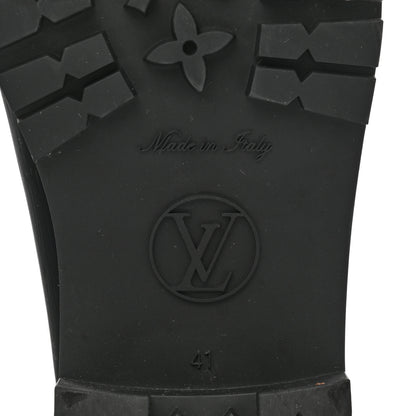 Louis Vuitton Rubber Embossed Monogram Drops Flat Half Boots 41 Black 6 of 12