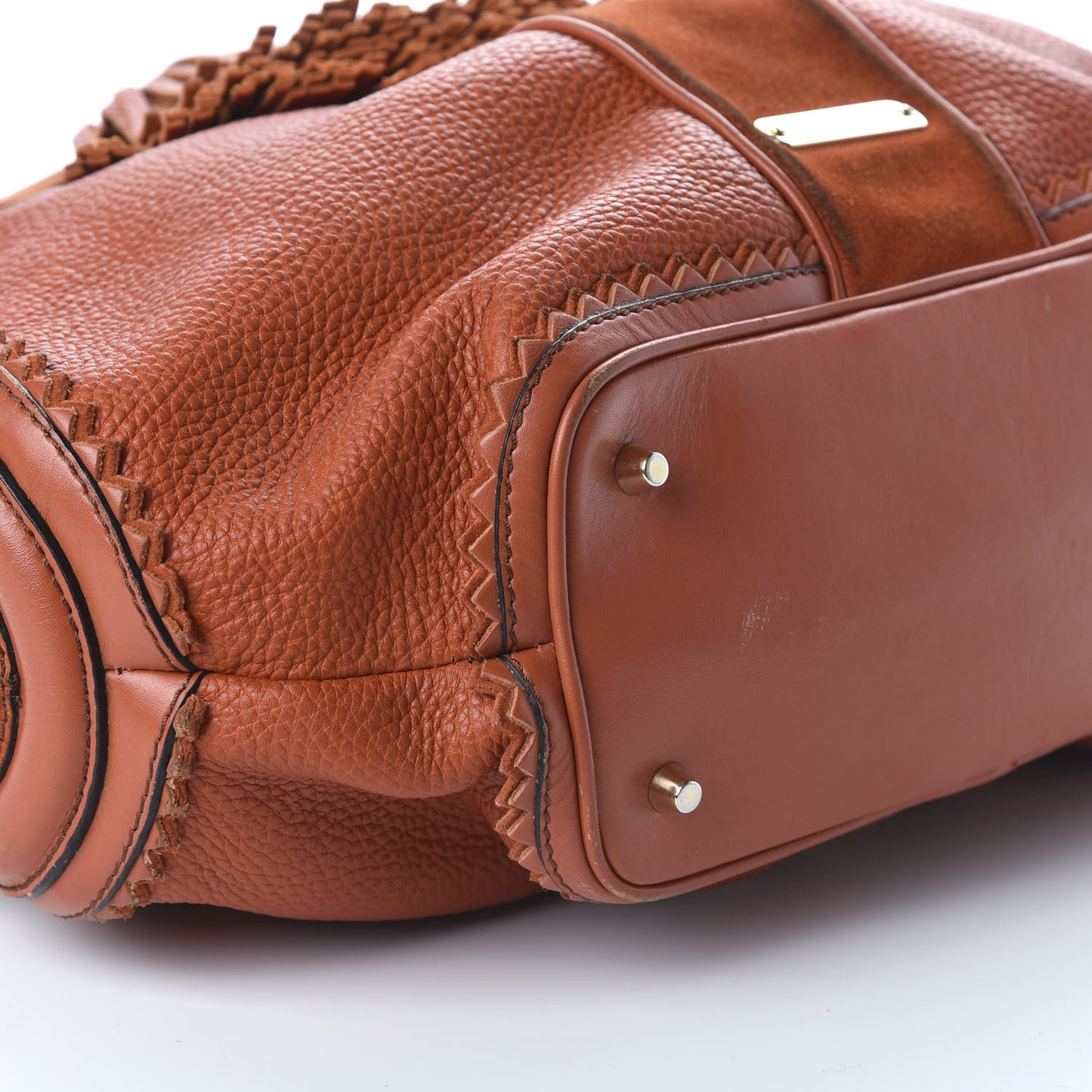 Grainy Calfskin Suede Prorsum Tassel Bowling Bag Orange