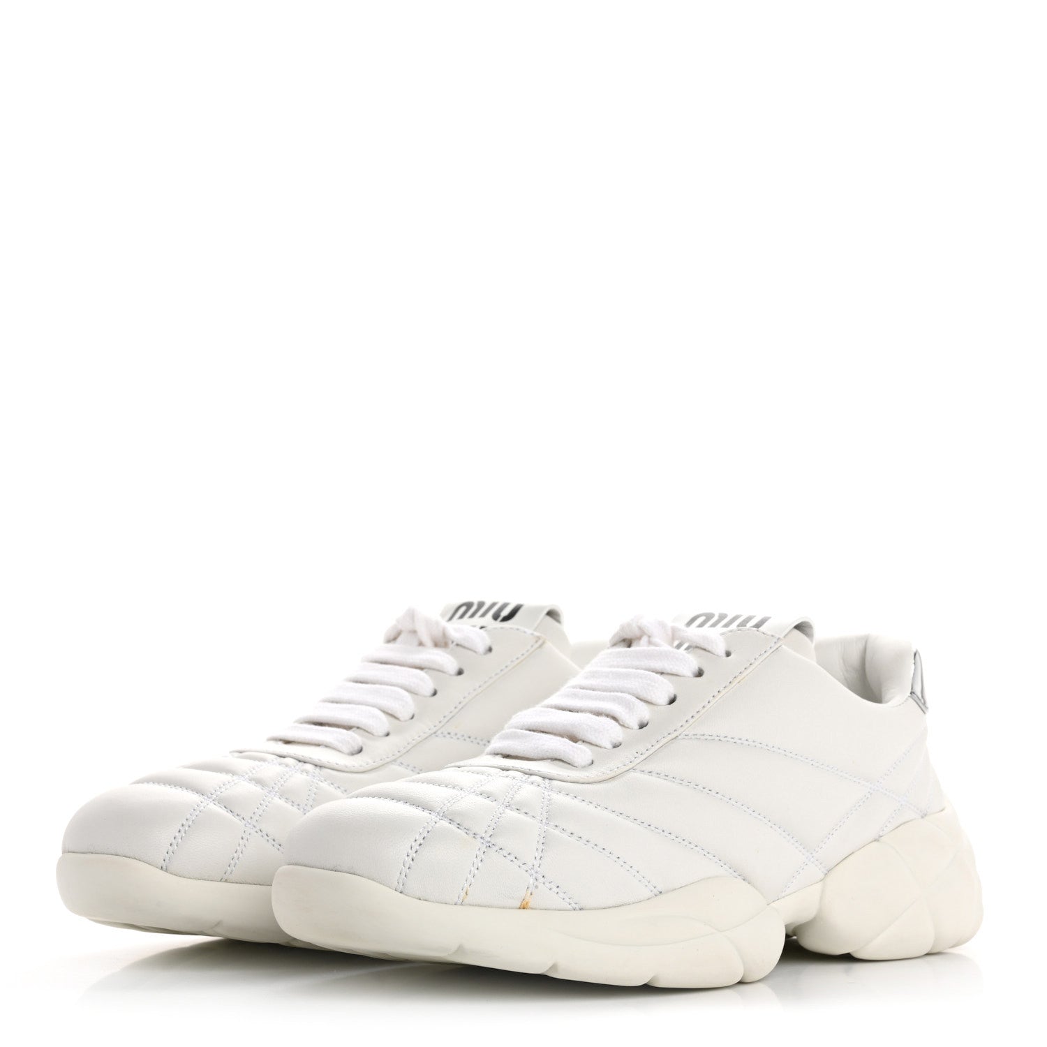 Miu Miu Nappa Quilted Sneakers 35 White 4 of 13