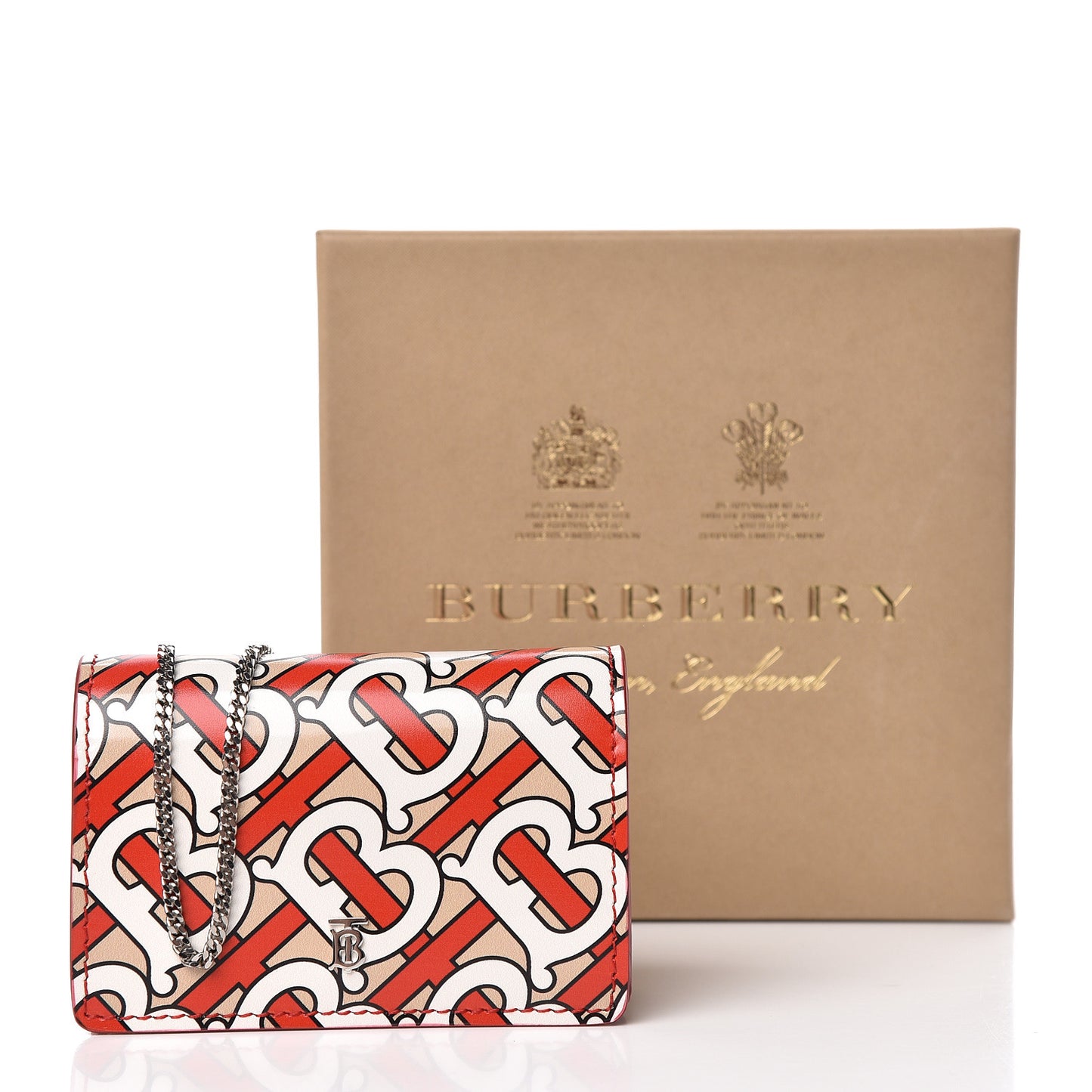 Calfskin Monogram Jessie Chain Card Case Vermillion