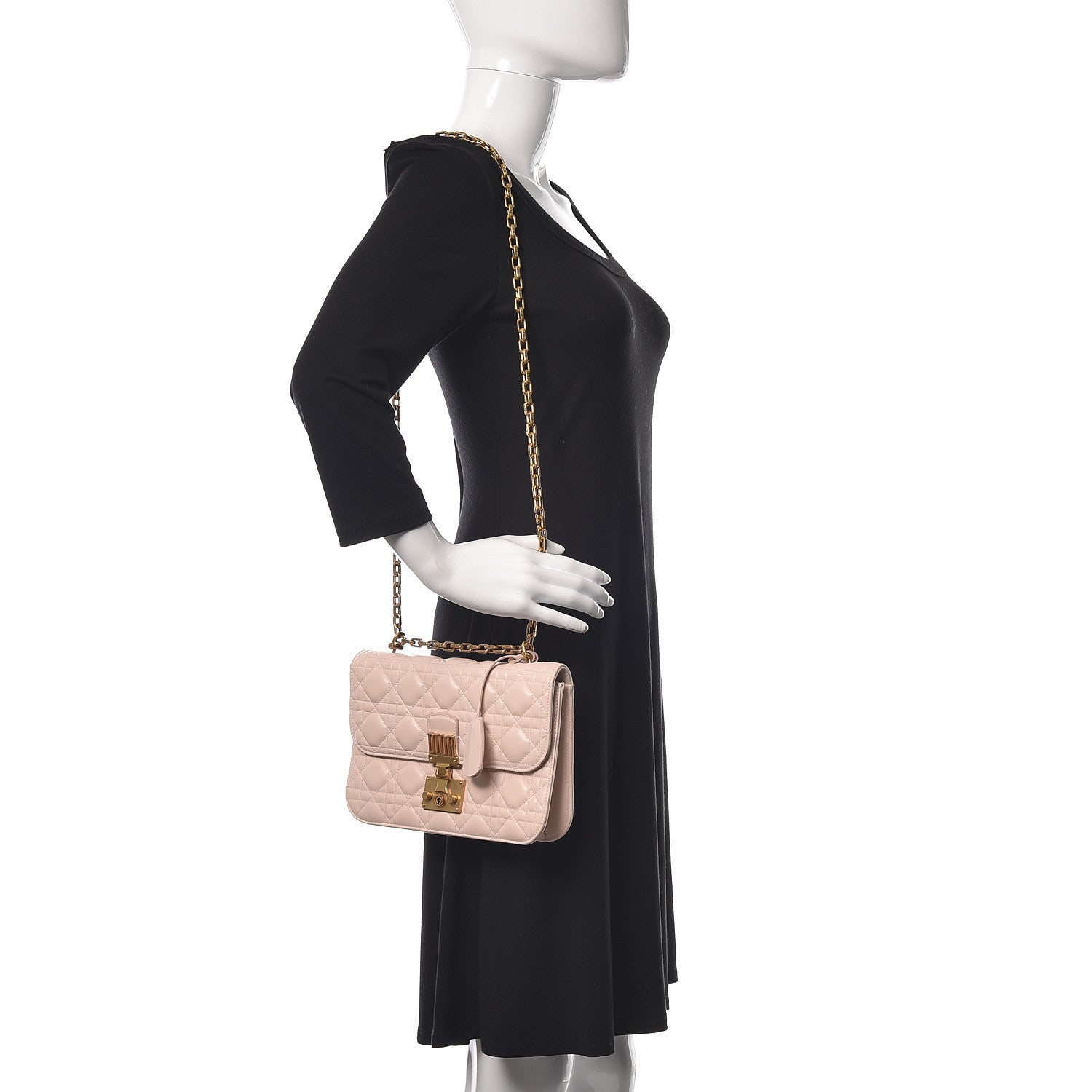 Christian Dior Lambskin Cannage Large Dioraddict Flap Rose Poudre 2 of 11