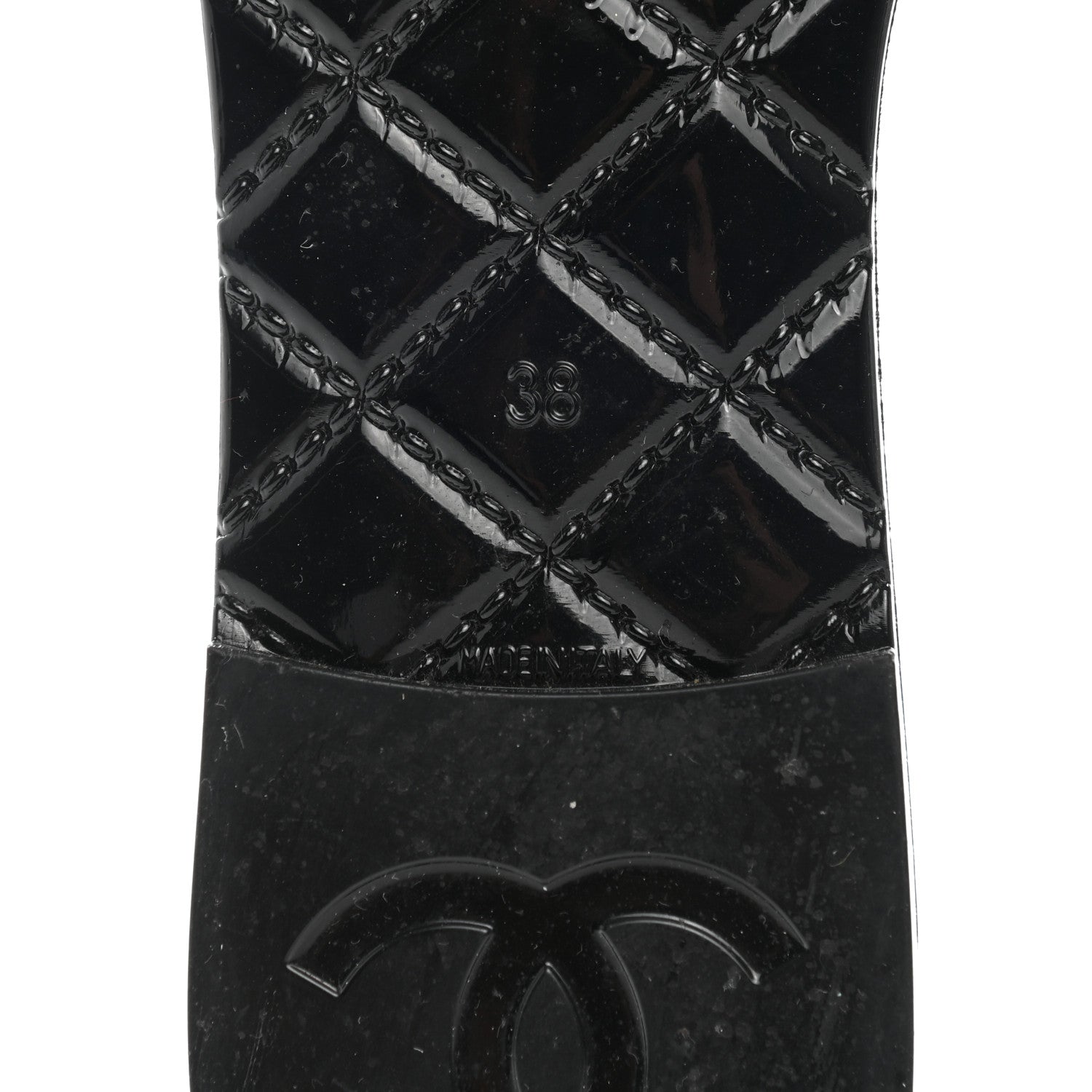 Chanel Patent Quilted Camellia Sandal 38 Black 6 of 14