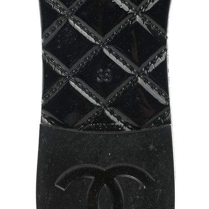 Chanel Patent Quilted Camellia Sandal 38 Black 6 of 14
