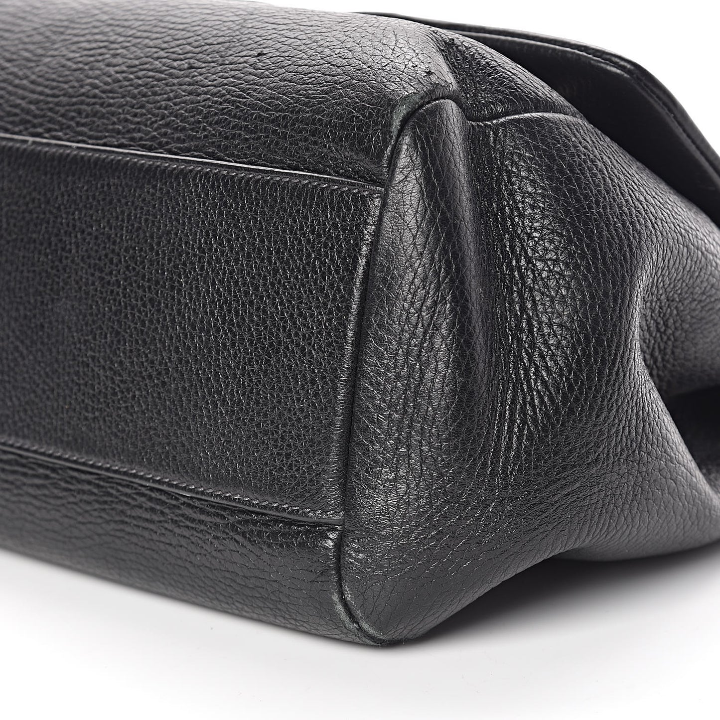 Grained Deerskin Large Miss Sicily Satchel Black