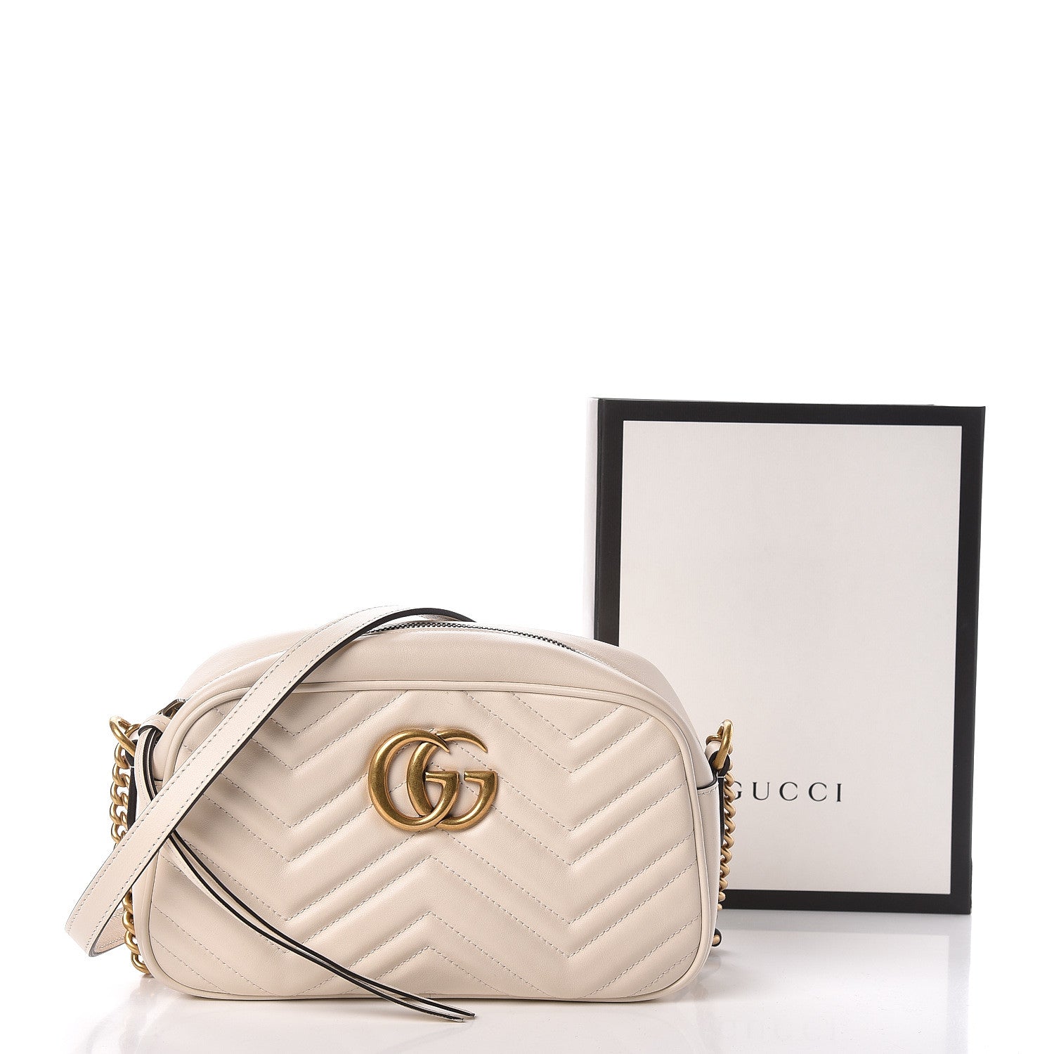 Gucci Calfskin Matelasse Small GG Marmont Chain Shoulder Bag White 11 of 11