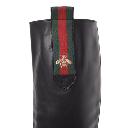 Gucci Calfskin Web Bee Riding Boot 36 Black 9 of 9