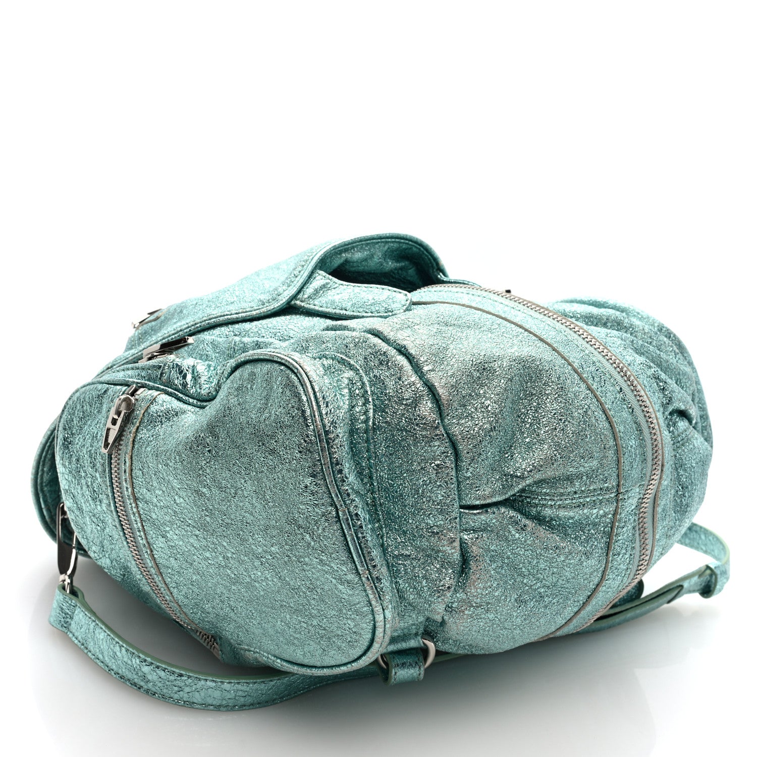 alexander wang marti zip detailed leather backpack Alexander Wang Metallic Calfskin Marti Backpack Bag Light Blue Rhodium Hardware 1708668 – FASHIONPHILE