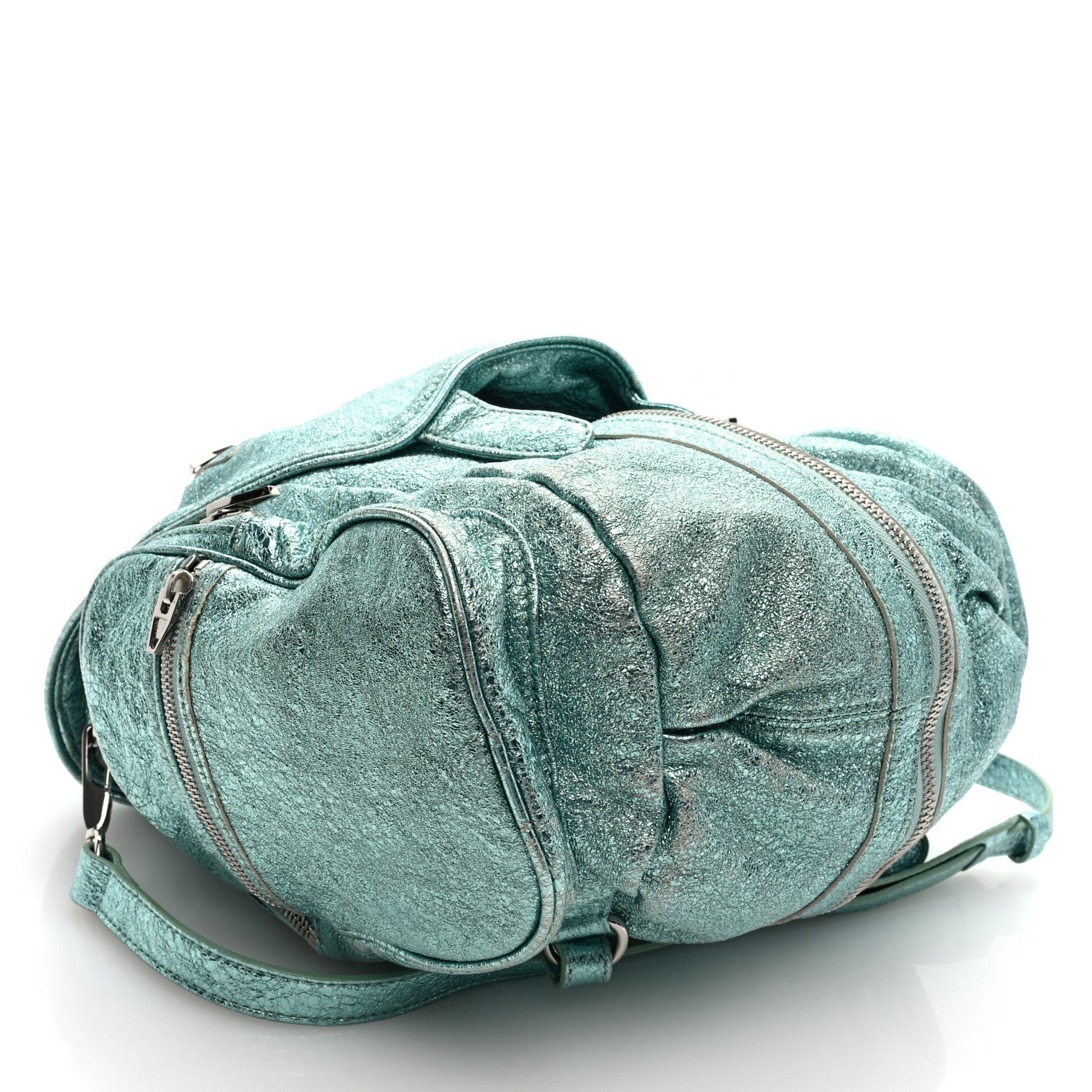 Alexander Wang Metallic Calfskin Marti Backpack Bag Light Blue Rhodium Hardware 4 of 9