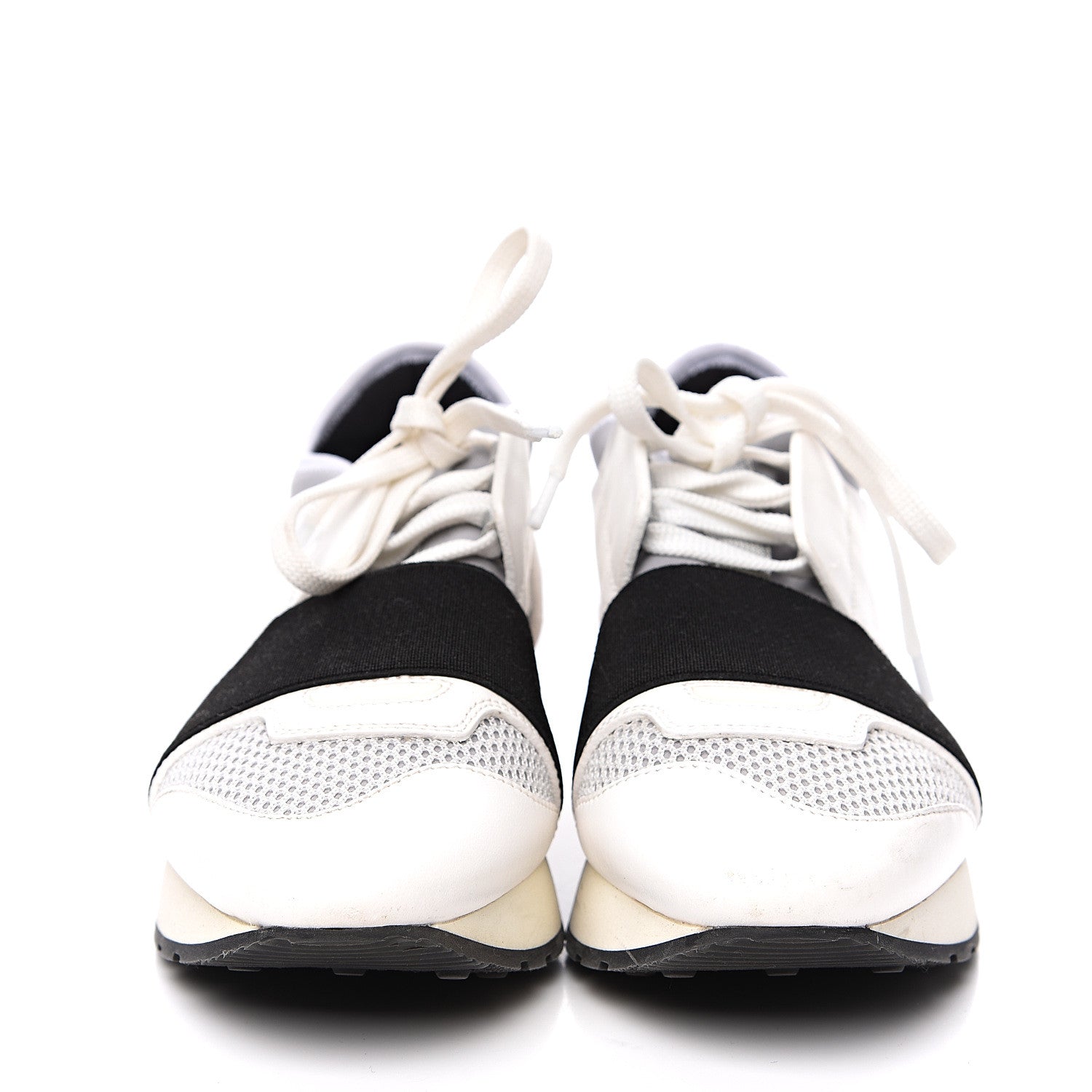 Balenciaga Mesh Calfskin Neoprene Suede Womens Race Runner Sneakers 35 White Black Gris 2 of 8