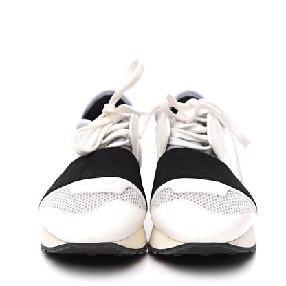 Balenciaga Mesh Calfskin Neoprene Suede Womens Race Runner Sneakers 35 White Black Gris 2 of 8