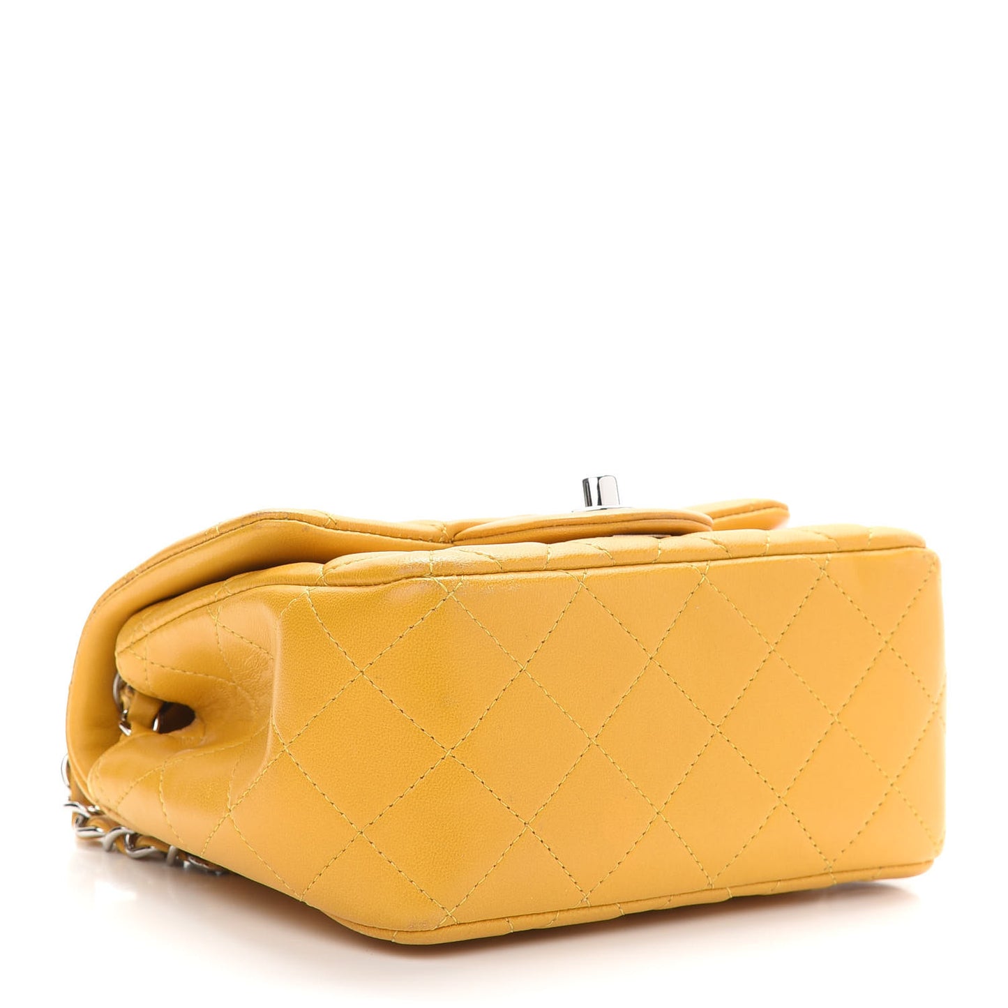 Lambskin Quilted Mini Square Flap Yellow