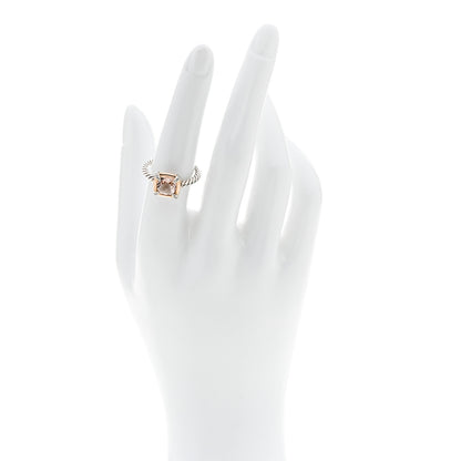 David Yurman Sterling Silver 18K Yellow Gold Diamond Morganite 7mm Petite Chatelaine Ring 54 6.75 2 of 5