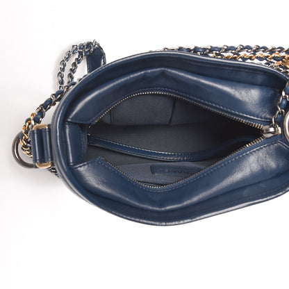 Chanel Aged Calfskin Quilted Small Gabrielle Hobo Navy 5 of 10