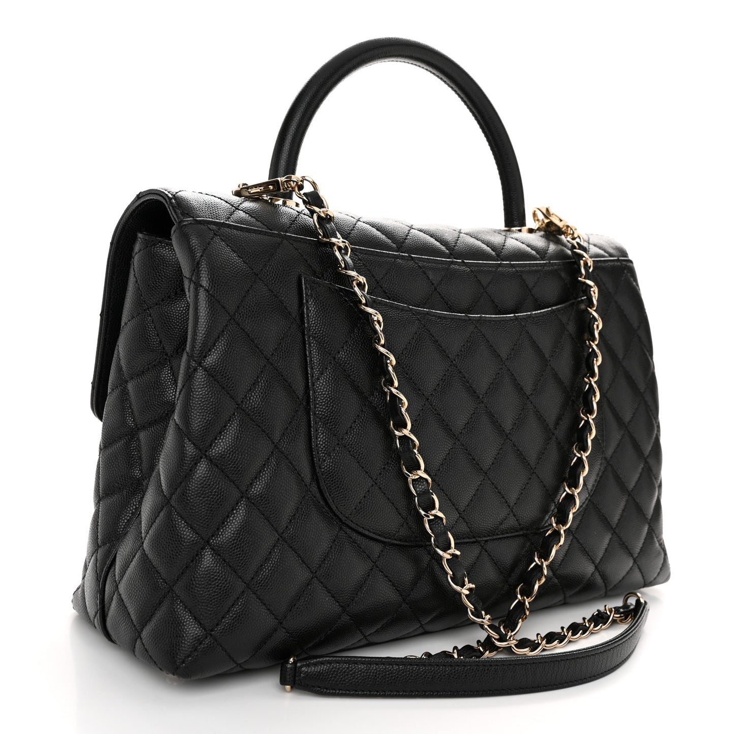 Caviar Quilted Medium Coco Handle Flap Black